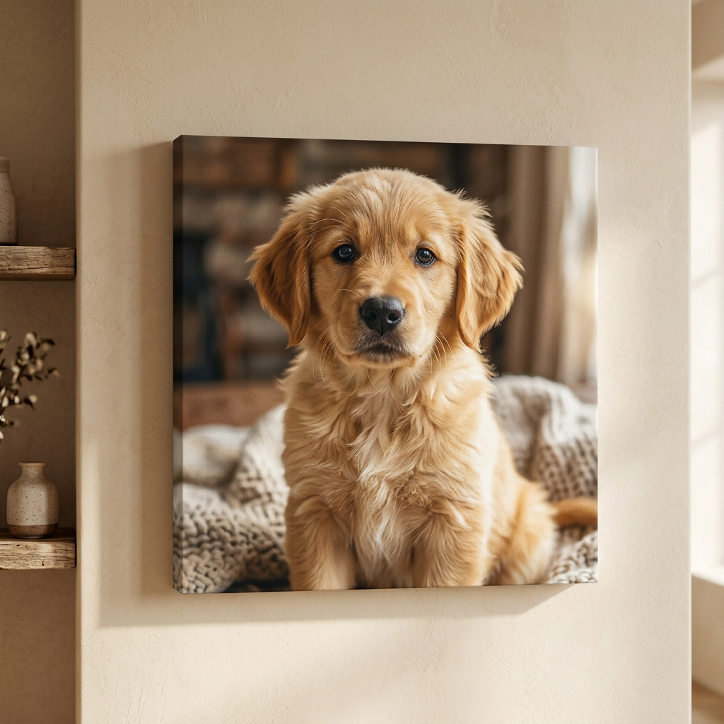 Canvas print of a golden retriever puppy